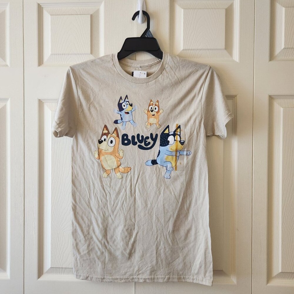 Men's Bluey Family Short Sleeve Crewneck T-Shirt - Beige S 100% Cotton NWT
